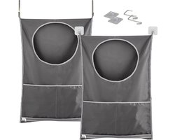 Hangende waszak, waszak, camping, waszak, deur, waszak met 2 extra roestvrijstalen deurhaken, wasmand, wordt in slaapkamerkasten, deuren muren (2 stuks)