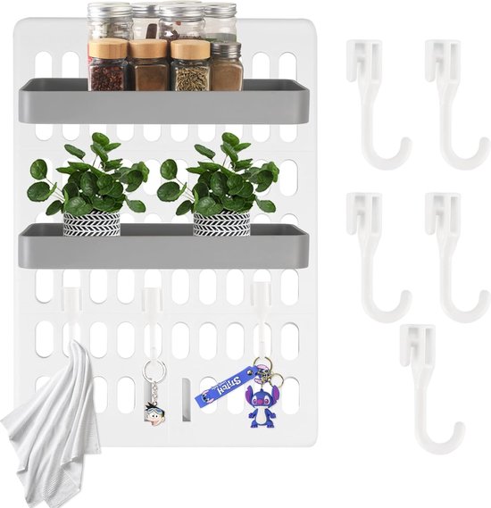 EFUTURETIME 12 x Lochwand Zubehör Lochblech Werkzeugwand Box, Stecktafel Wand Organizer Büro mit Haken und 32 Etiketten Selbstklebend für Zimmer