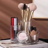 360 graden draaibare make-up organizer, cosmetische opbergdoos, dienblad met 6 vakken, make-upkwast, lipgloss organizer, badkamerkast, bureau-organizer