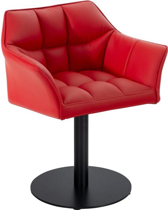 CLP Damaso Loungestoel - Binnen - Met armleuning - Eetkamerstoel Metaal frame - rood Kunstleer