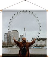 Textielposter London Eye Vierkant XXXL (120 X 120 CM) - Wandkleed - Wanddoek - Wanddecoratie