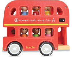 Indigo Jamm® Houten Dubbeldekker Bus met Passagiers – Bernie’s Number Bus – Sorteerbus met Cijfers en Kleuren