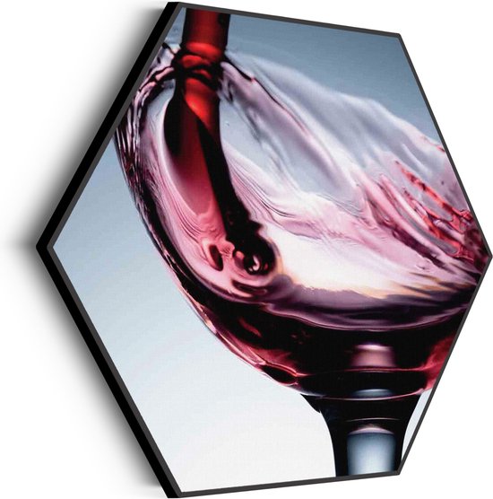 Akoestisch Schilderij Glas Rode wijn 01 Hexagon Basic M (60 X 52 CM) - Akoestisch paneel - Akoestische Panelen - Akoestische wanddecoratie - Akoestisch wandpaneel