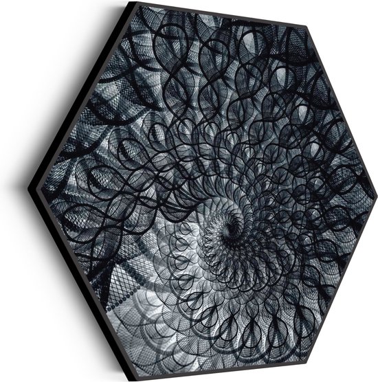 Akoestisch Schilderij Zwart Witte Spiraaltunnel Hexagon Basic L (100 X 86 CM) - Akoestisch paneel - Akoestische Panelen - Akoestische wanddecoratie - Akoestisch wandpaneelKatoen L (100 X 86 CM)