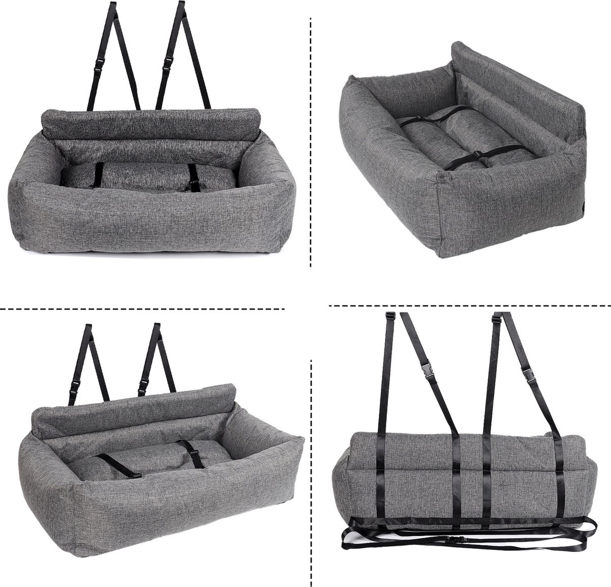 CALIYO Hondenmand Auto - 90 x 40 x 21 cm - Groot honden - en kattenbed | Dierenmand Autostoel Hond Hondenkussen - Hond Autogordel - Geschikt voor alle honden en katten – foto 4