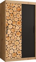 Zweefdeurkast Kledingkast met 2 schuifdeuren Garderobekast slaapkamerkast Kledingstang met planken (LxHxP): 100x200x60 cm - Senna (Artisan, 100)