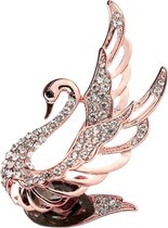 Fako Bijoux® - Broche - Zwaan - Strass - 31x57mm - Rosé Goudkleurig