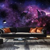 Fotobehangkoning - Behang - Vliesbehang - Fotobehang - Purple Nebula - Space - Sterren - Ruimte - Heelal - Universum - 250 x 175 cm