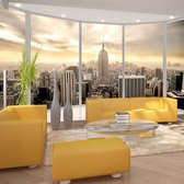 Fotobehangkoning - Behang - Vliesbehang - Fotobehang New York door het Raam 3D - 100 x 70 cm