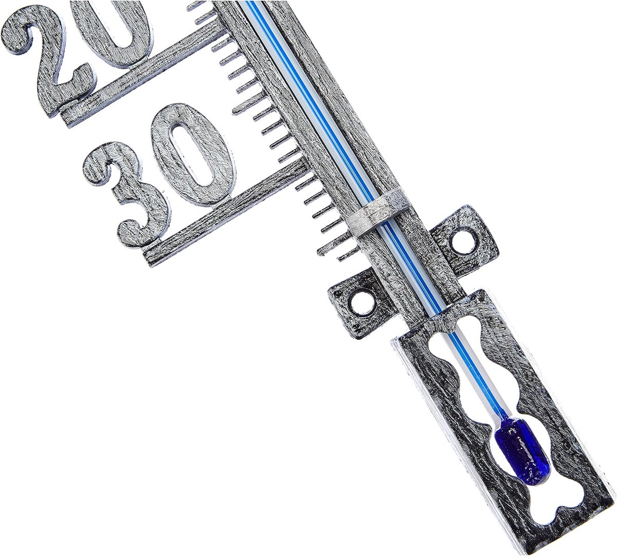TFA Dostmann analoge binnen- en buitenthermometer, 12.2015, voor het bewaken van de temperatuur binnen en buiten, weerbestendig, metaal, wit, (L) 103 x ( B) 39 x (H) 806 mm