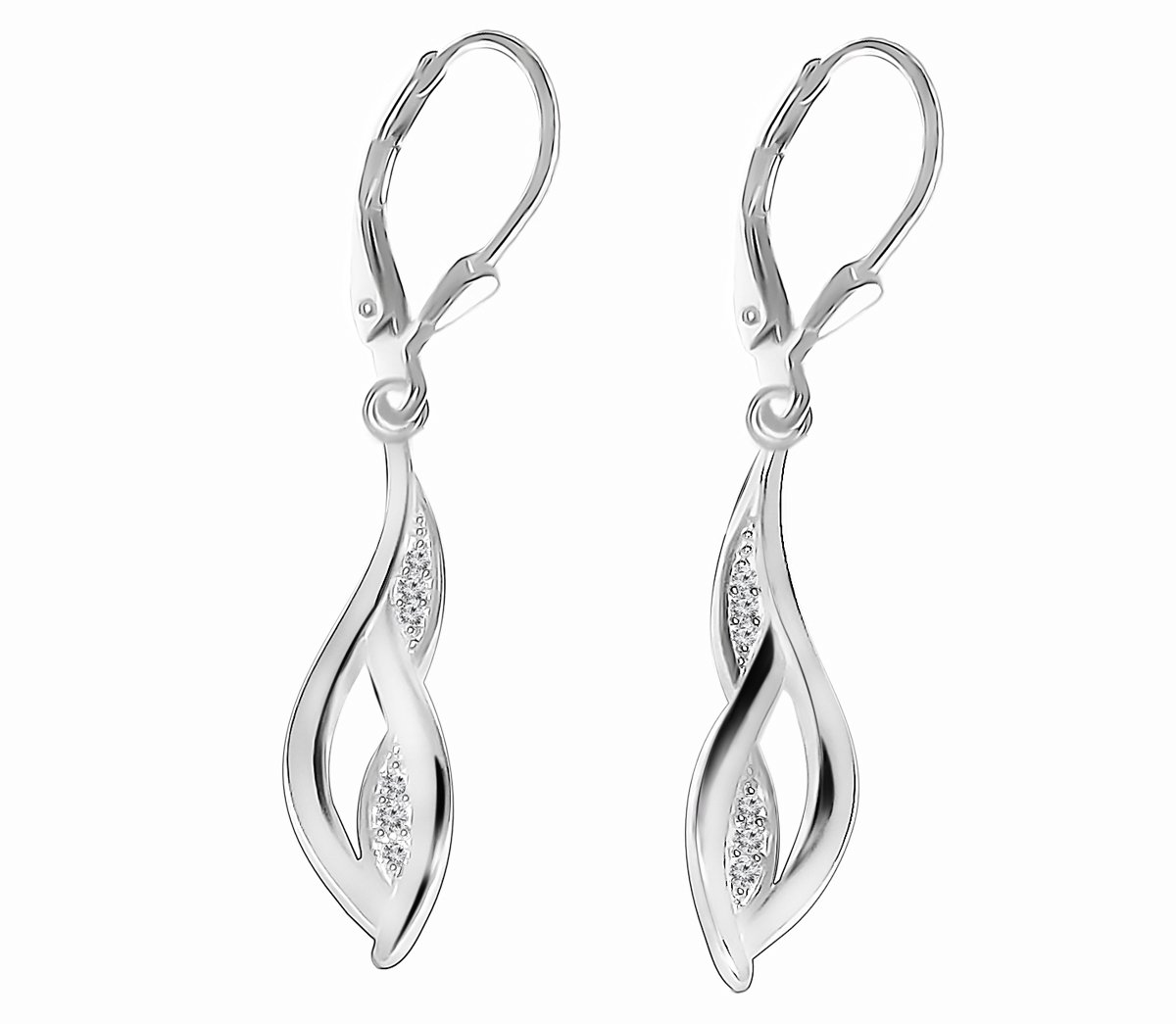 Juwelier Zwartevalk - Zilveren (gerhodineerd) hang oorbellen met zirkonia - 22.252
