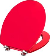 Bol.com WC-bril "Telo" - eenvoudige look in lichtrood - hoogwaardige houten kern - comfortabel zitgevoel - effen design past in ... aanbieding