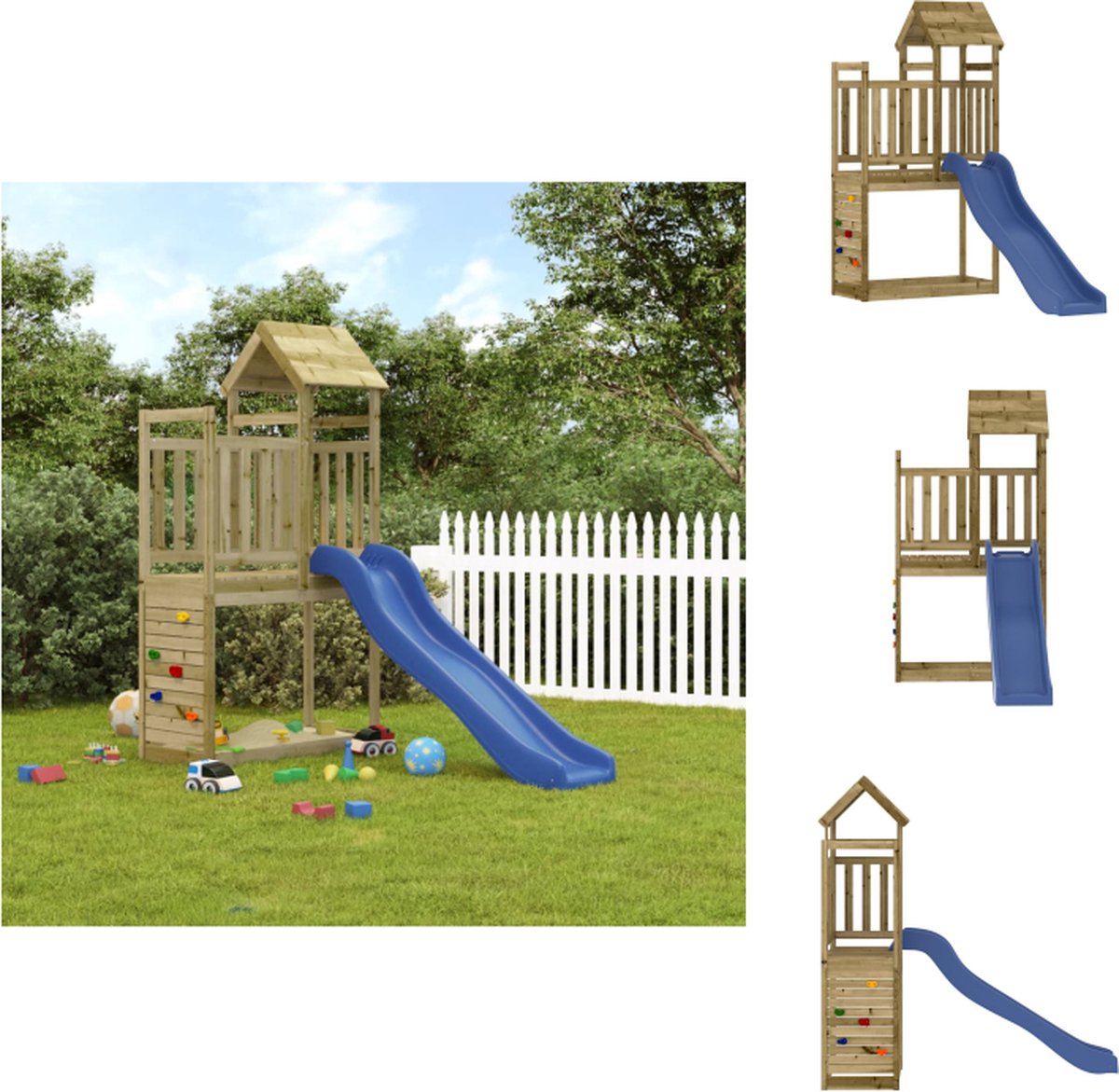 VidaXL Speeltoren hout 246 x 112 x 214 cm met glijbaan Speeltoestellencombinatie