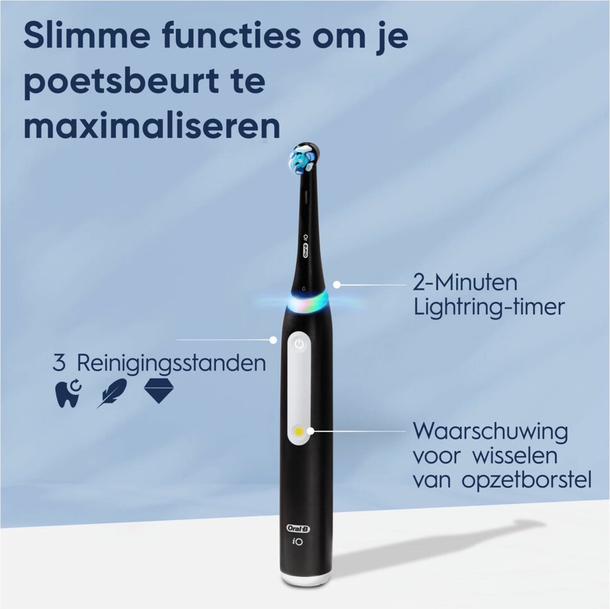 Afbeelding 2 van Oral-B Elektrische Tandenborstel iO 3 Duo Zwart & Blauw 1 set