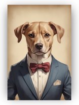 Hond vintage - Hond muurdecoratie - Schilderij op canvas Hond - Wanddecoratie industrieel - Canvas schilderij - Slaapkamer accessoires - 50 x 70 cm 18mm