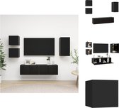vidaXL Televisiemeubelset Zwart - Wandbevestiging - 1x 30.5x30x60 cm - 2x 60x30x30 cm - 2x 30.5x30x30 cm - Kast