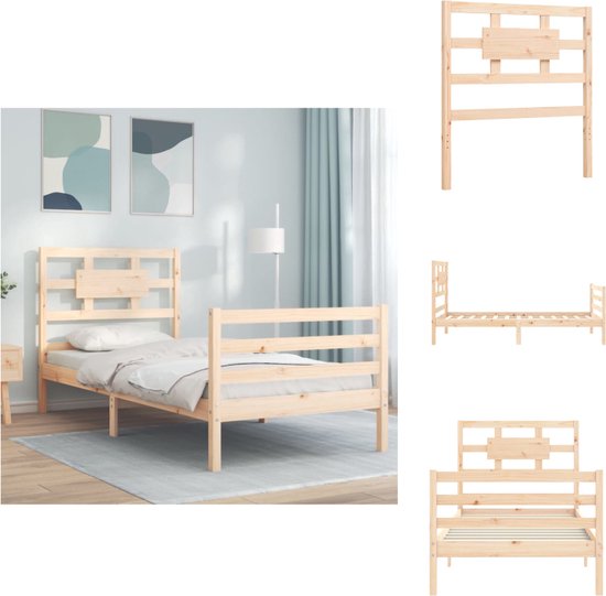 vidaXL Bed Grenenhout - Massief - 195.5 x 95.5 x 100 cm - Multiplex lattenbodem - Bed