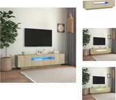vidaXL Meuble TV Chêne Sonoma - 160 x 35 x 40 cm - Éclairage LED- Meuble