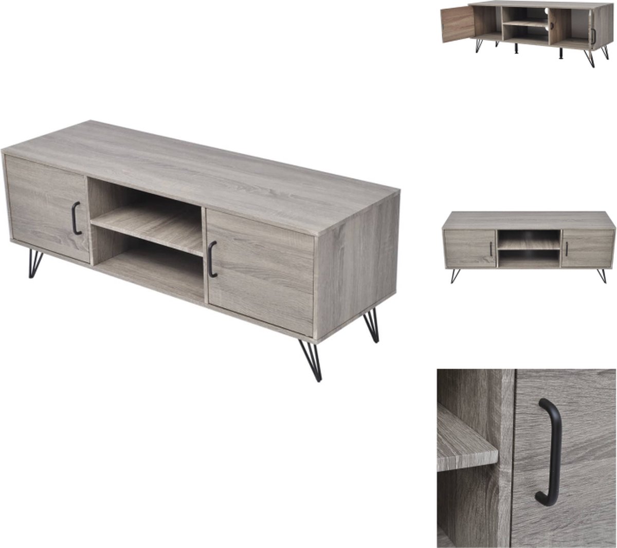 Sweiko TV-kast, Wit hoogglans hangende TV-kast met LED-verlichting, aan de muur