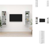 vidaXL TV-meubel - Televisiewandmeubelset - 37 x 37 x 107 cm - Hoogglans wit - Spaanplaat - Kast