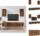 vidaXL Ensemble de meuble de télévision - Classique - Bois d'ingénierie - Chêne fumé - 2x 80x34,5x40 cm - 2x 40x34,5x40 cm - 2x 40x34,5x80 cm - Meuble