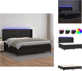 vidaXL Boxspring - LED - Kunstleer - Pocketvering - Huidvriendelijk - Bed