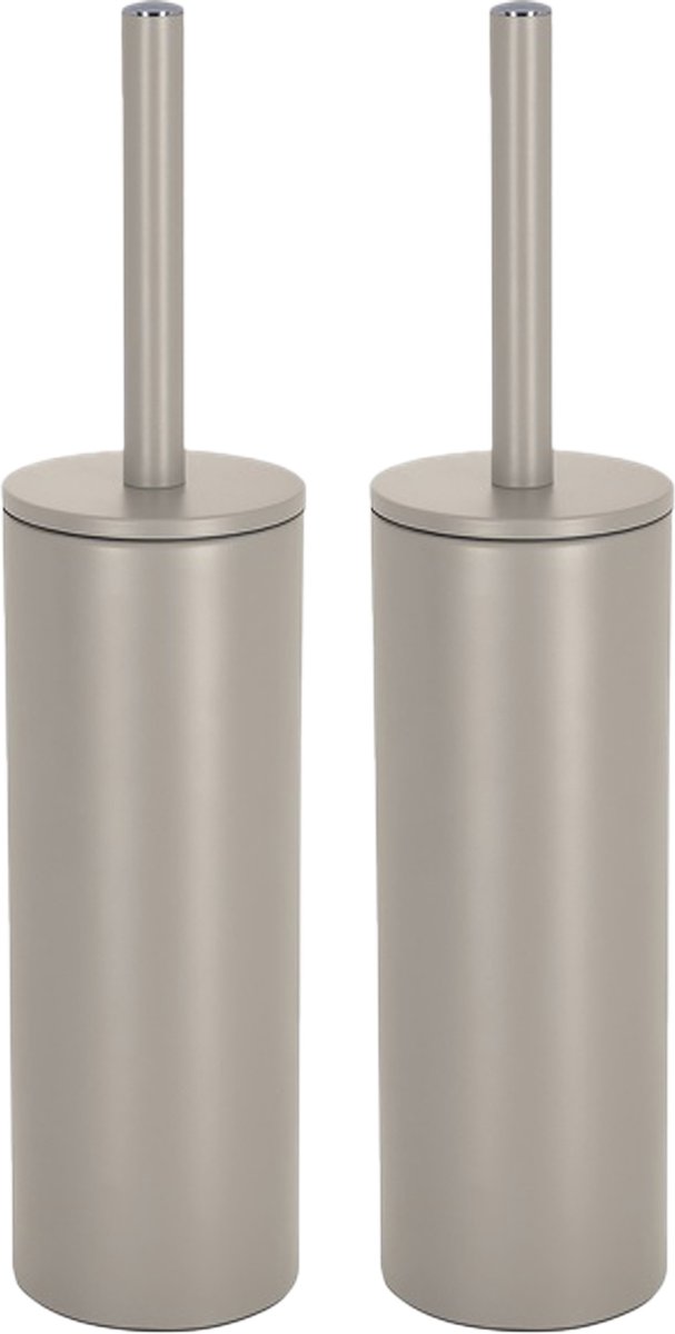 Spirella Luxe Toiletborstel in houder Cannes - 2x - beige - metaal - 40 x 9 cm - met binnenbak