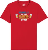 Schnell! Nog Eine Bier Bitte! - Grappige Apres Ski Wintersport Kleding - Mannen / Vrouwen / Unisex - Foute Ski en Snowboard Vakantie Outfit Cadeau - Unisex T-Shirt - Rood - Maat 4XL