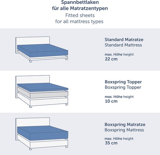Blumtal Hoeslaken Premium Jersey - 200 x 200 cm - jusqu'à 40 cm de hauteur de matelas - Grijs - 100% Katoen - Sommier tapissier - Set de 2