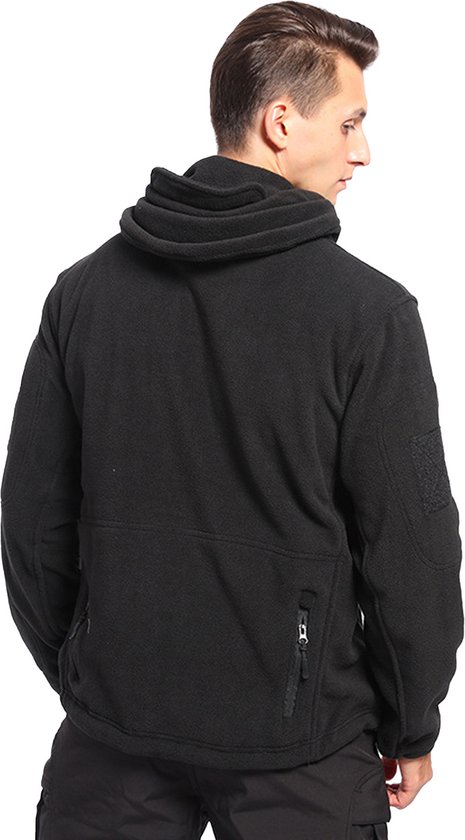 CALIYO Fleece Jas - Jassen Heren Winter - Outdoorjas met Muts - Winddicht Gevoerd - Polar Fleece Voering - Zwart/XL