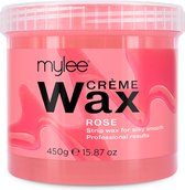 Mylee Roos Cire crème douce pour peaux sensibles 450 g, compatible micro-ondes et chauffage de la cire, idéale pour toutes les surfaces du corps, épilation rêche tenace