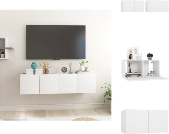 vidaXL Hangende TV-kasten - Wit - 60 x 30 x 30 cm - bewerkt hout - Kast