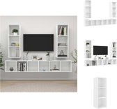 vidaXL Televisiewandmeubelset - Hoogglans wit - 37 x 37 x 107 cm - 4x tv-meubel - Kast