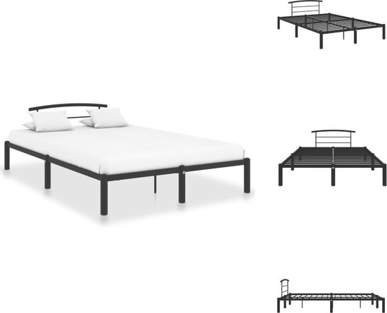 vidaXL Bedframe Metaal - Zwart - 210 x 150 x 63 cm - Geschikte matras 140 x 200 cm - Bed