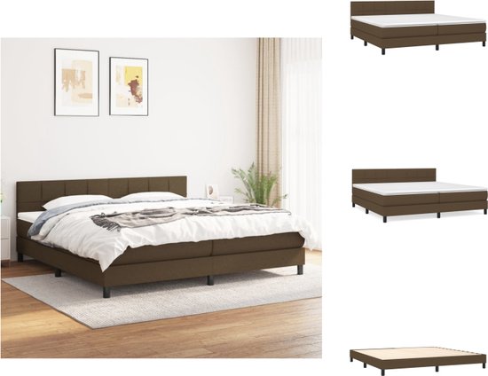 vidaXL Boxspringbed - Pocketvering - 203x200x78/88 cm - Donkerbruin - Inclusief 2 matrassen en 1 topmatras - Bed