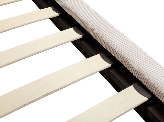 MELLE - Lit double - Beige clair - 140 x 200 cm - Velours côtelé