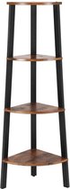 Hoekplank - Ladderplank - Vintage Bruin-Zwart - Spaanplaat - Staal - 34cm x 125cm x 34cm - Woondecoratie - Opbergoplossing - Multifunctioneel meubilair
