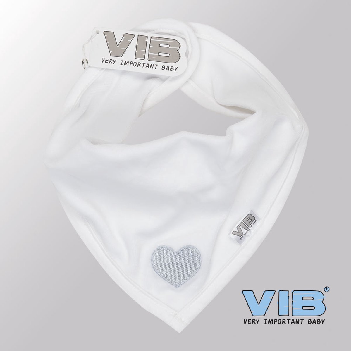 Goedkoopste VIB® - Bandana slab Luxe velours - Hartje (Wit) - Babykleertjes - Baby cadeau - zwangerschap aankondiging - geboorte cadeau