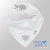 VIB® - Bandana slab Luxe velours - Hartje (Wit) - Babykleertjes - Baby cadeau