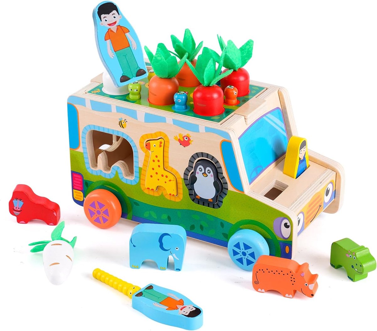 Jouets Montessori à partir de 1 an, speelgoed en bois, jeu de ferme 7 en 1, jouets  de