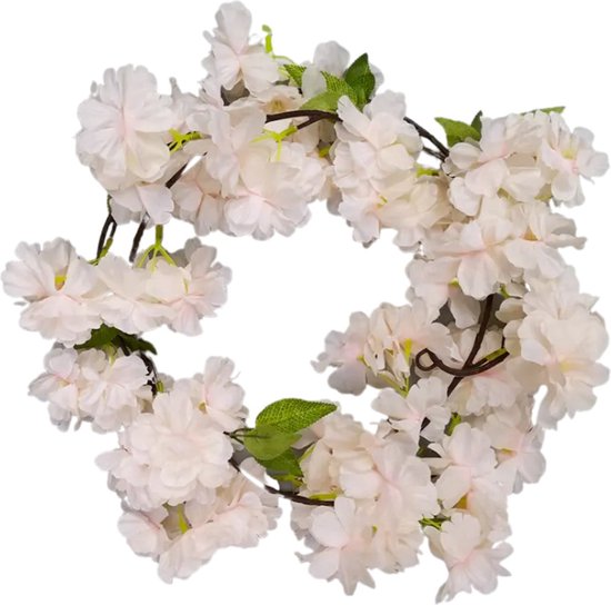 Guirlande de fleurs fleurs de cerisier - Fleurs rose clair - Mariage - Fil de fleurs élégant - Pour intérieur, panier de vélo ou guidon - 180 CM Fleurs rose - Fleurs artificielles en plastique Branche de guirlande de vélo