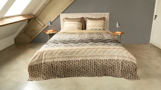 Snoozing Knitted Wool - Flanel - Dekbedovertrek - Eenpersoons - 140x200/220 cm - Multi kleur van Snoozing — afbeelding 4