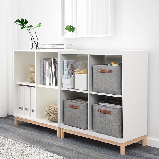 Relaxdays opbergmand, set van 3, bamboe met stoffen
