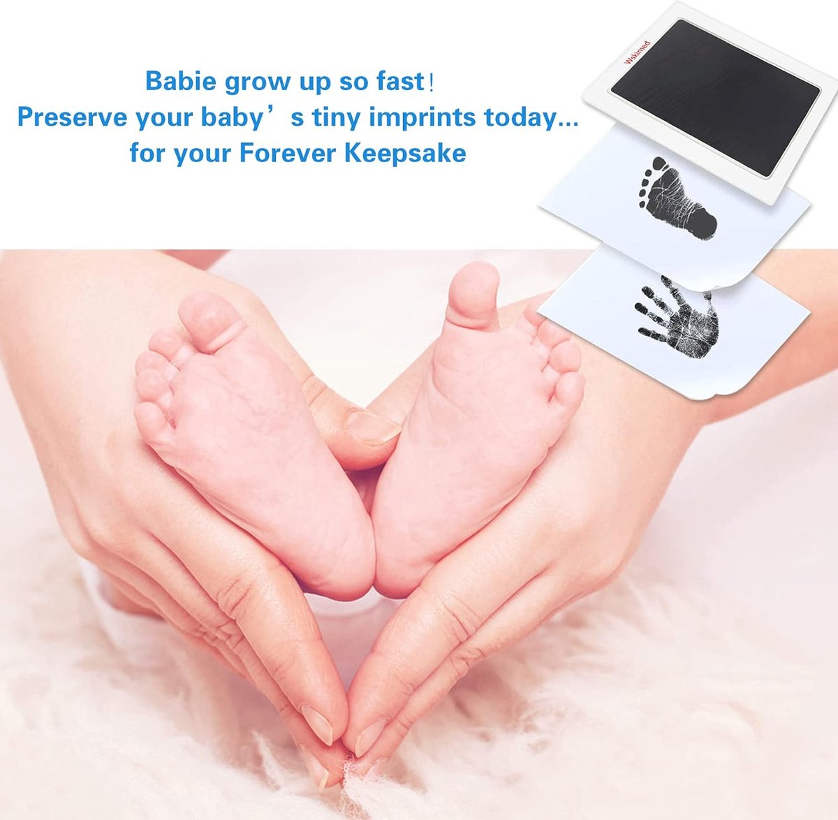 Clean Touch Tampon encreur pour empreintes de pieds et de mains de bébé  avec tampon encreur sans encre pour mains et pieds de bébé avec 4 tampons  encreurs et 8 cartes d'impression (
