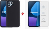 Silicone gel zwart hoesje back cover Fairphone 5 met glas screenprotector