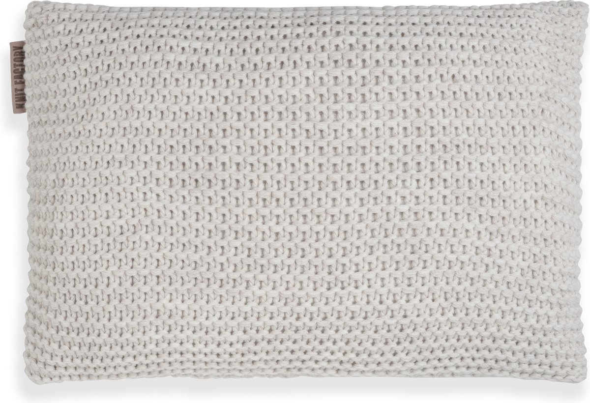 Knit Factory Vinz Sierkussen - Rechthoekig kussen - Kussen woonkamer - Bank kussen - Decoratie kussen - Beige - 60x40 cm - Kussenhoes inclusief kussenvulling
