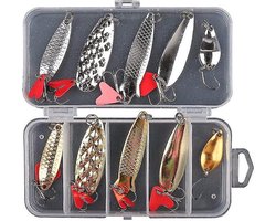 Set Blinkers in Doosje - 10 stuks - Snoek, Forel & Baars vissen - Spinners Hengelsport - Kunstaas Roofvissen