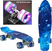 Sajan - Skateboard - LED - Penny board - Space Blauw - 22.5 inch - 56cm - Skateboard met Verlichting - Diverse Kleuren