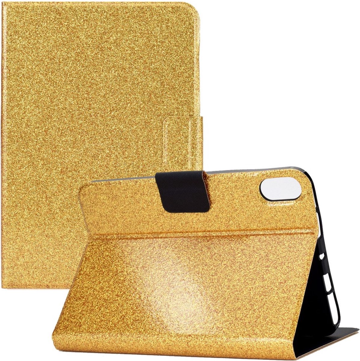 Peachy Glitter Bookcase kunstleer hoes geschikt voor iPad 10e gen 10.9 inch 2022 - goud