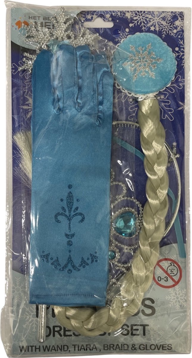 Prinsessenjurk meisje - Verkleedkleding meisje - Carnavalskleding - Het Betere Merk - (130) - Tiara - Kroon - Toverstaf - Haarvlecht - Handschoenen - Verkleedjurk - Prinsessen speelgoed - Verjaardag meisje - Kleed — afbeelding 2